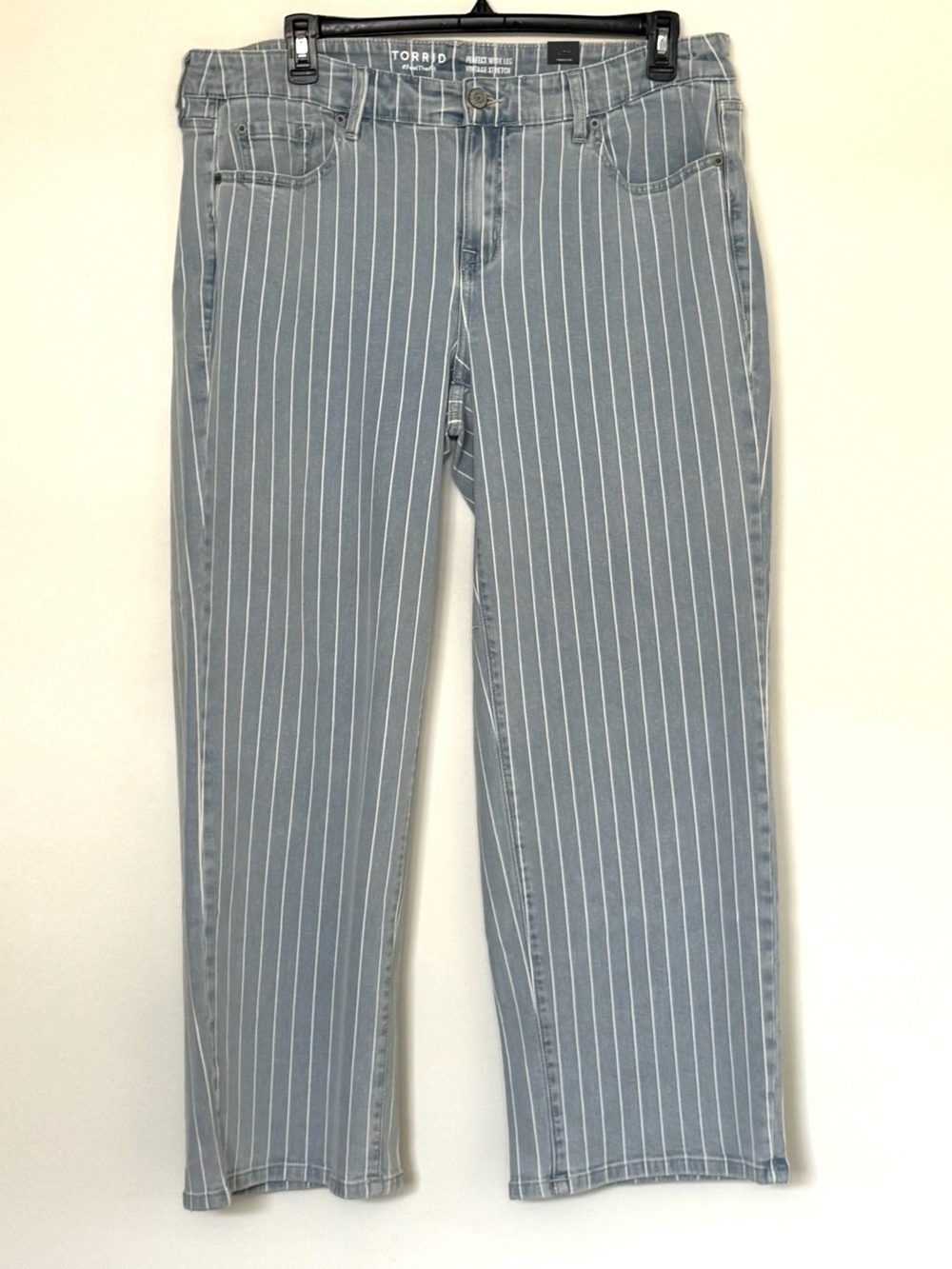 Torrid Light Blue Pinstripe Straight Jeans